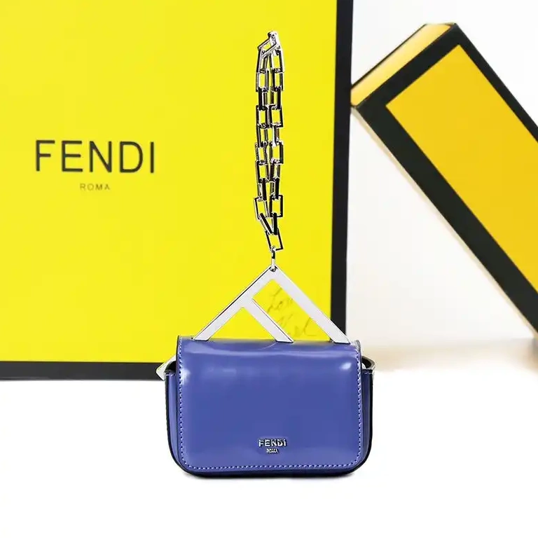 Bag F Nano Leather In Blue Calf Fendi 0605